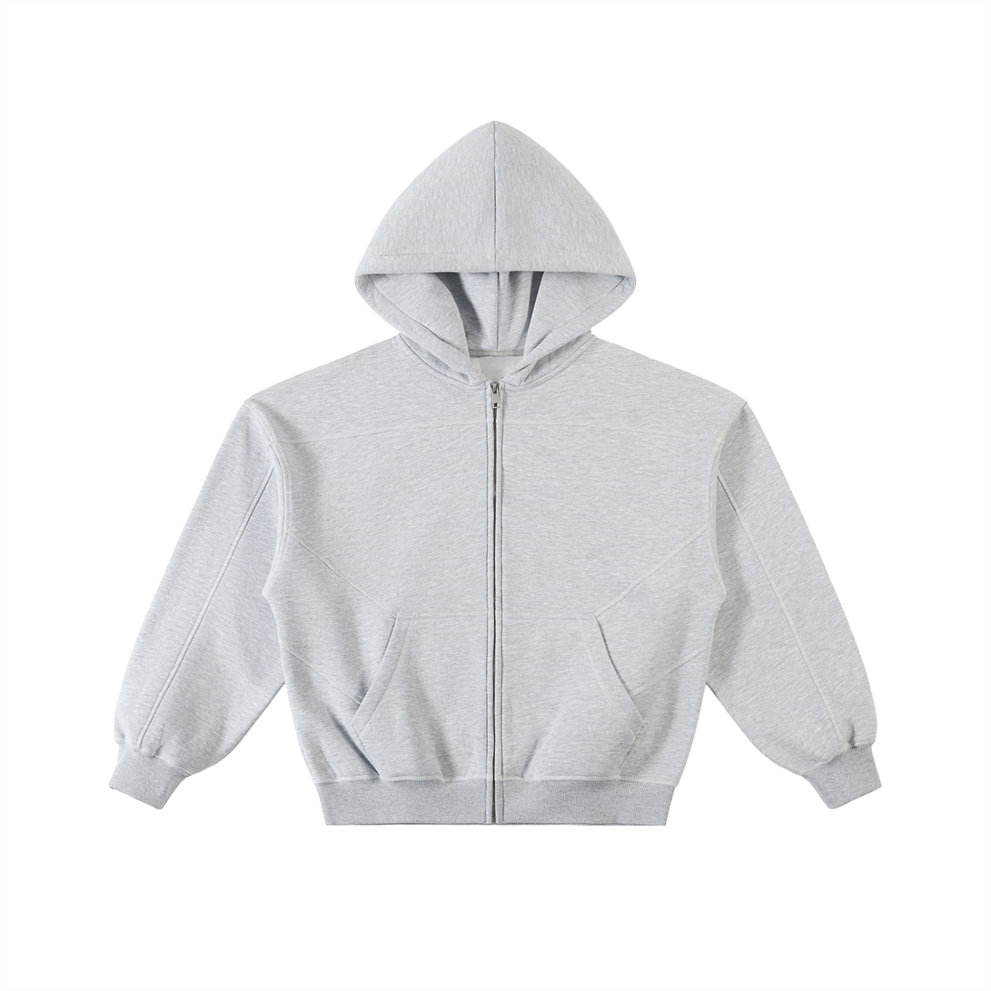 Contrast-Stitched Boxy Fleece Hoodie