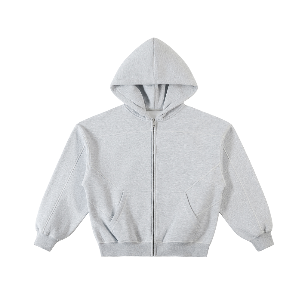Contrast-Stitched Boxy Fleece Hoodie