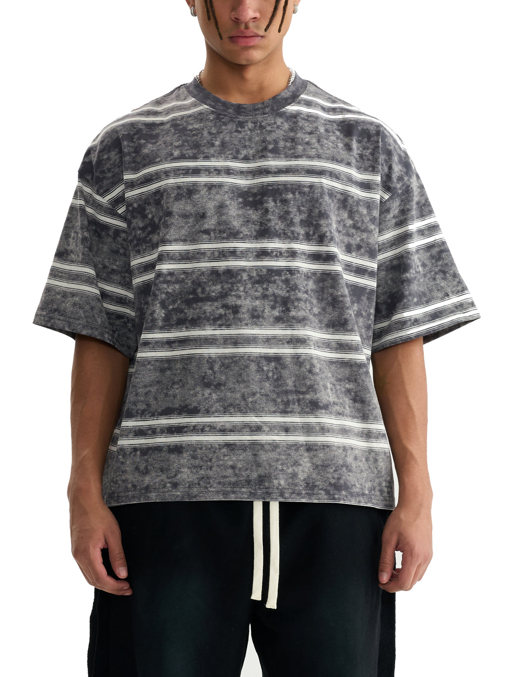 Snow Washed Striped Boxy T-Shirt