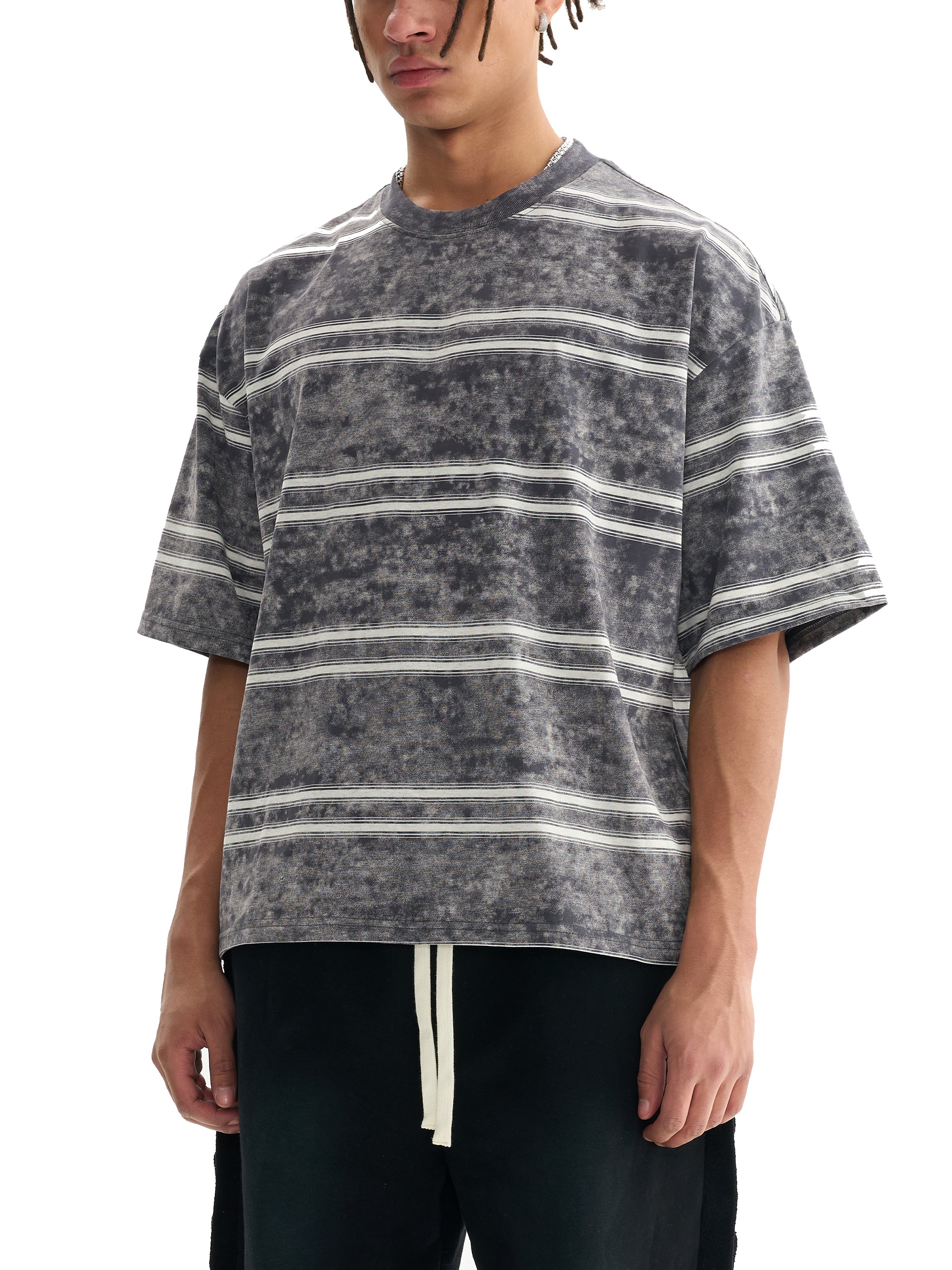 Snow Washed Striped Boxy T-Shirt