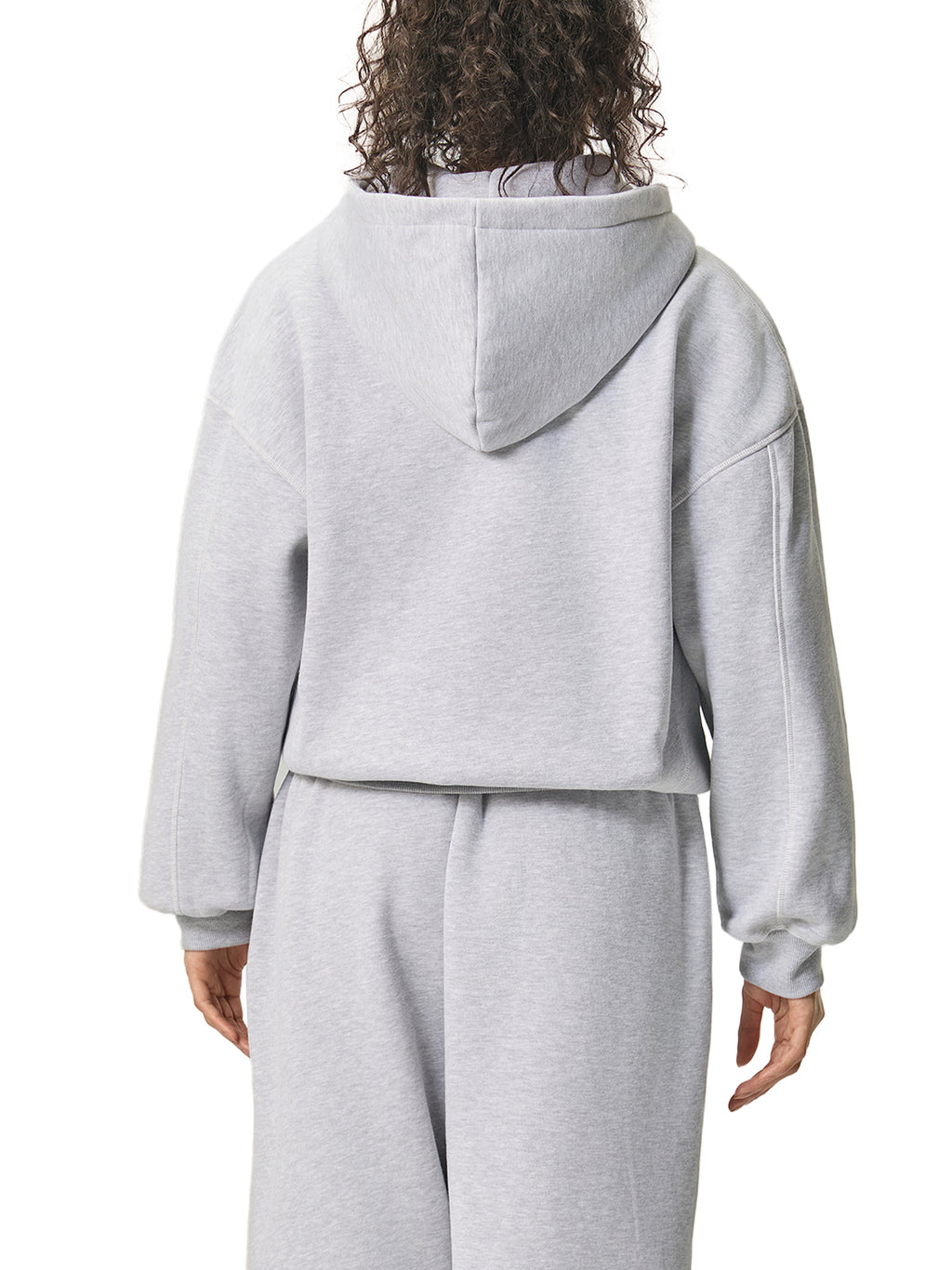 Contrast-Stitched Boxy Fleece Hoodie